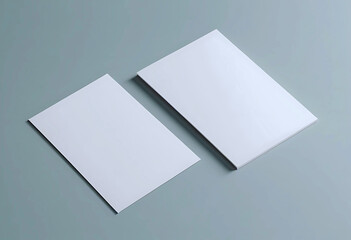 Two vertical postcard mockup blank paper template. White empty card for design in 3D rendering