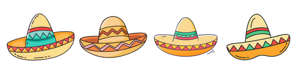 Collection of Colorful Sombreros Mexican Hats Fiesta Celebration