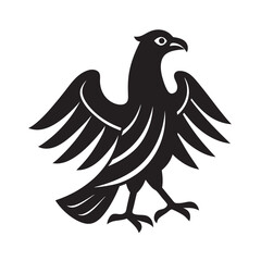Fototapeta premium Black eagle vector illustration, a cartoon bird icon with wings