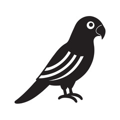 Fototapeta premium Black bird rainbow lorikeet silhouette on winter branch vector illustration