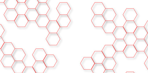 abstract geometric red texture background red hexagon 3D background texture. 3d rendering illustration. Clear pattern abstract background hexagon .Futuristic abstract banner.	
