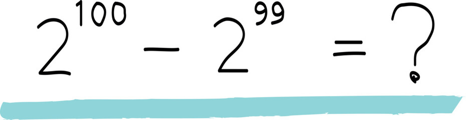 Vector illustration of an exponential formula in maths examples. Hand drawn doodle numbers.