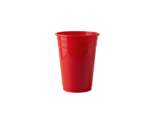 red plastic cup isolated on transparent or white background