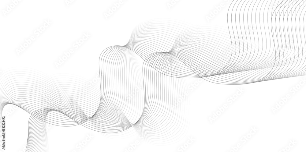 Aufkleber white wave curve lines banner background design. abstract soft wave lines dynamic flowing gray light