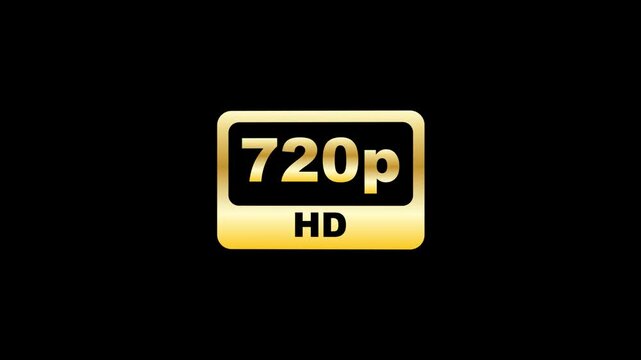 Footage 720p HD resolution golden icon for web