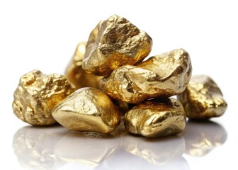 Golden Rocks Shiny Surface White Background Vintage Photography Stock Photo