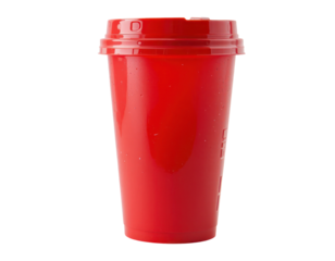 red plastic cup isolated on transparent or white background