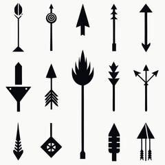 set-of-12-simple-silhouette-arrows-icon-design 