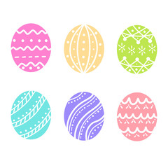 Colorful Decorative Easter Eggs – Flat Vector Illustration