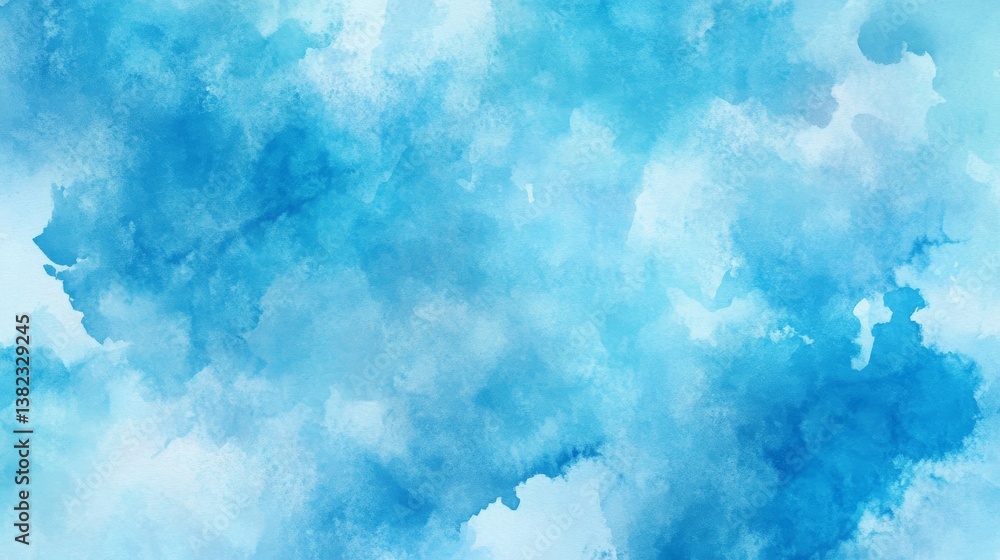 Poster abstract light blue watercolor background with soft brush strokes, subtle gradient for text or image
