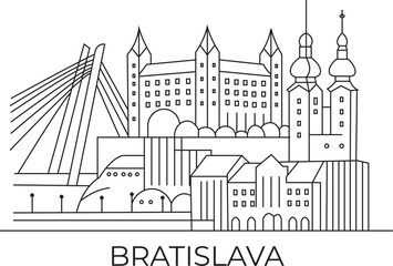 Obraz premium Bratislava City Line Draw Simple Minimalist