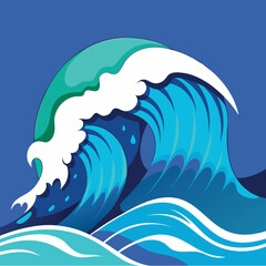 Vector illustration of sea wave with crest and foam