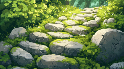 Forest wallpaper mossy stone