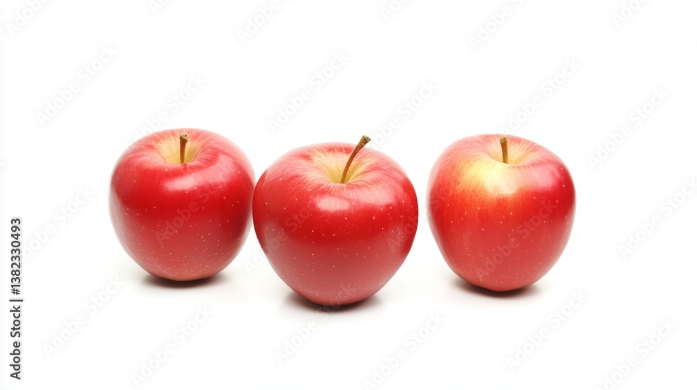 Poster fresh red apples arranged in a row on a plain background showcasing their vibrant color and shiny sk