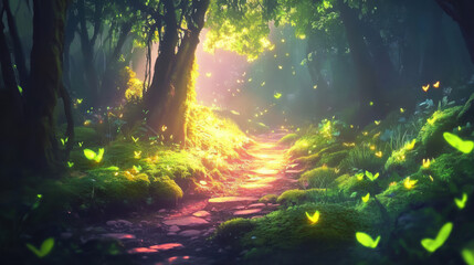 Fototapeta premium Enchanted woods glowing moss