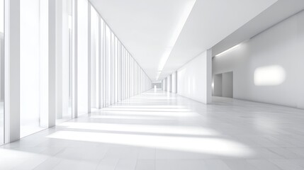 Obraz premium Empty, modern white hallway