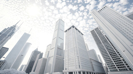 Fototapeta premium Modern Cityscape Stunning White Skyscrapers Reaching for the Sky