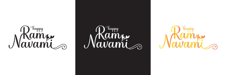 Happy ram Navami calligraphy text design. Typography poster banner, background etc. Vector illustration. isolated on white and black background. EPS 10