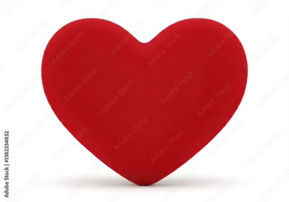Poster a simple close up shot of a single red heart shape against a plain white background in studio light
