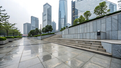 Fototapeta premium Modern Urban Plaza Design Futuristic Architecture and Cityscape