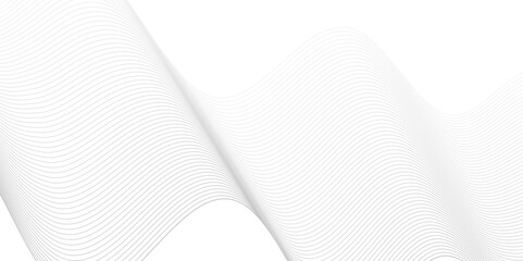Fototapeta premium Abstract white and gray line dynamic creative smooth beautiful space digital composite sound and wave bland line. frequency flow business stripe gradient white vector technology template background.