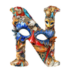 Naklejka premium Carni Letter N on transparent background