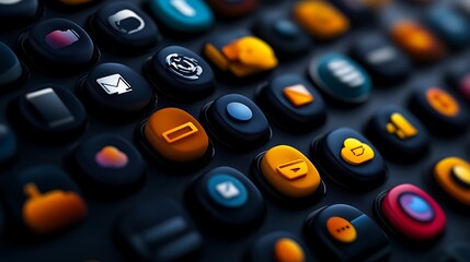 Social Media App Icons with 3D Render, and Dark Theme.