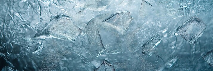 Obraz premium Close-up of textured ice surface with blue and white tones.