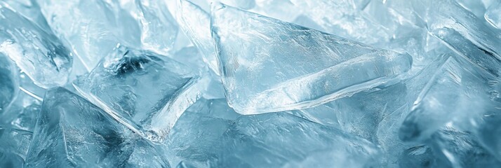 Abstract close-up of textured ice with light blue and white