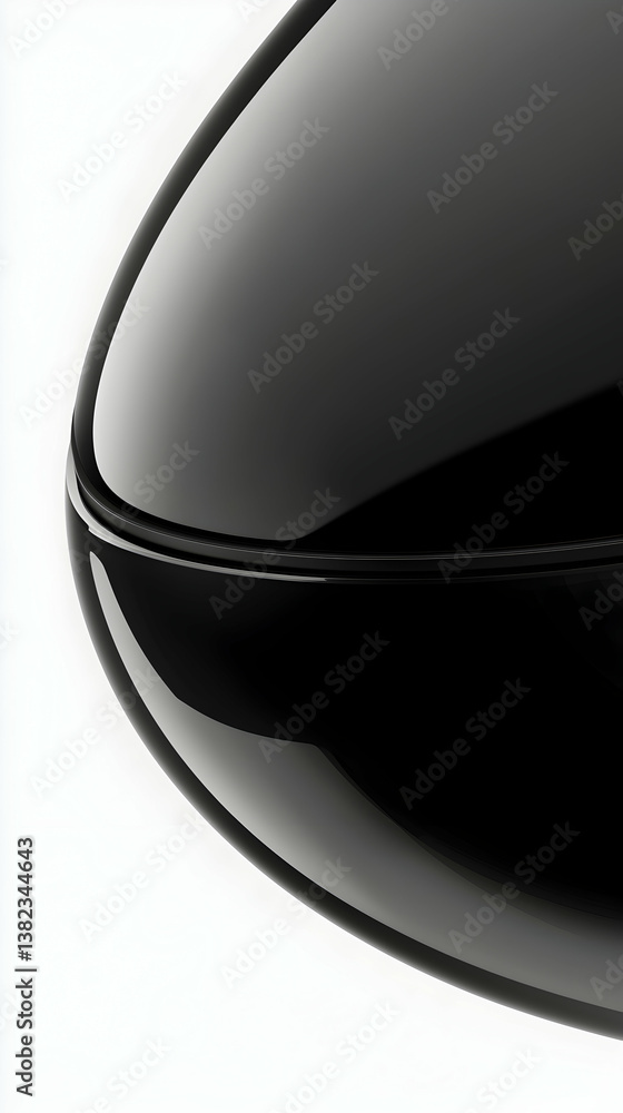 Poster closeup of glossy black curved object with smooth surface