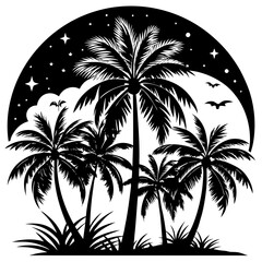Minimal style cad tree line drawing, Side view, set of graphics trees elements outline symbol for architecture and landscape design drawing.