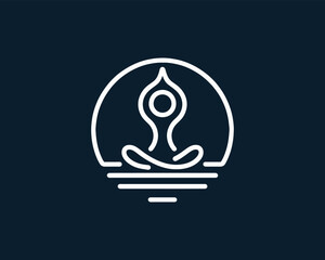Obraz premium Yoga logo design icon symbol vector illustration. International yoga day. meditation, relaxation, and healthy lifestyle.