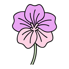 Pink Flower Illustration, Simple Design, Cute Blossom, Floral Art, Botanical, Nature, Pretty, Delica