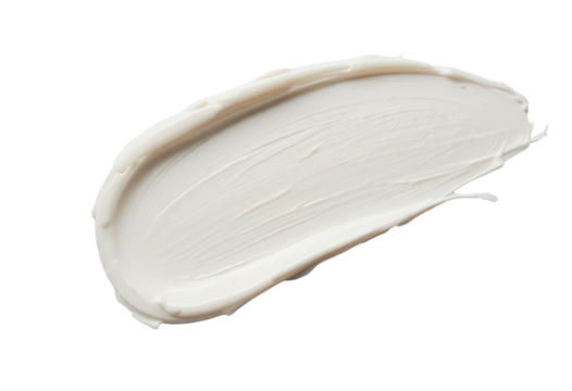 white brush stroke. textured smear of skin care and makeup cosmetic products isolated on transparent or white background, makeup smudge, cream cosmetic smudge or paint brush stroke