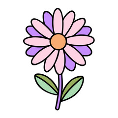 Fototapeta premium Pretty Pink Purple Flower Illustration, Simple Floral Design