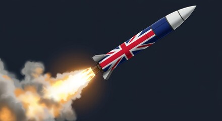 United Kingdom missile soars skyward, emblem of strength and innovation