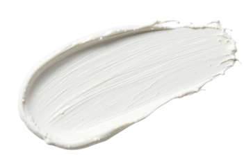white brush stroke. textured smear of skin care and makeup cosmetic products isolated on transparent or white background, makeup smudge, cream cosmetic smudge or paint brush stroke