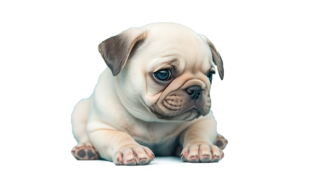 Pug puppy sitting isolated on transparent background