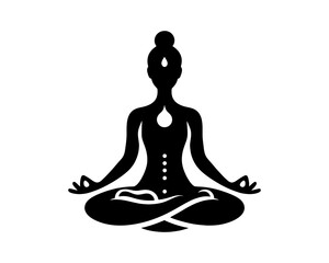 Yoga logo design icon symbol vector illustration. Yoga in Lotus Pose. International Yoga Day. Meditation, relaxation, and a healthy lifestyle.