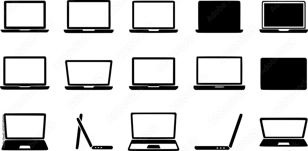 Poster set of laptop computer or notebook computer flat icon for apps and websites