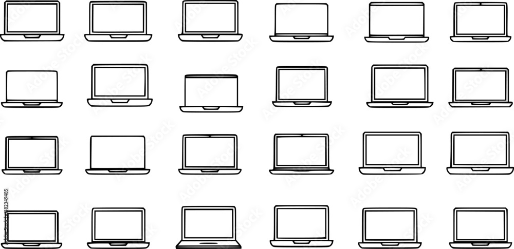 Poster set of laptop computer or notebook computer flat icon for apps and websites