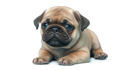 Pug puppy sitting isolated on transparent background