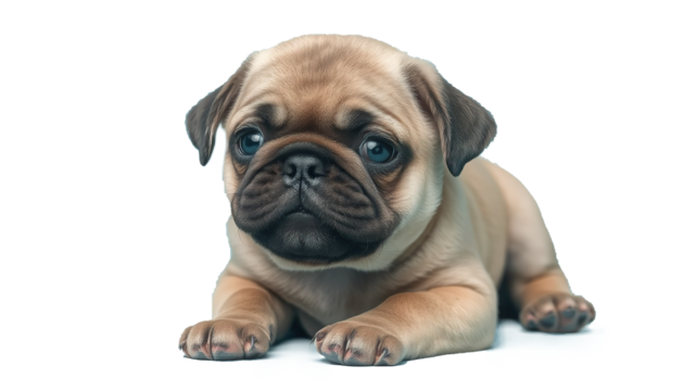 Pug puppy sitting isolated on transparent background
