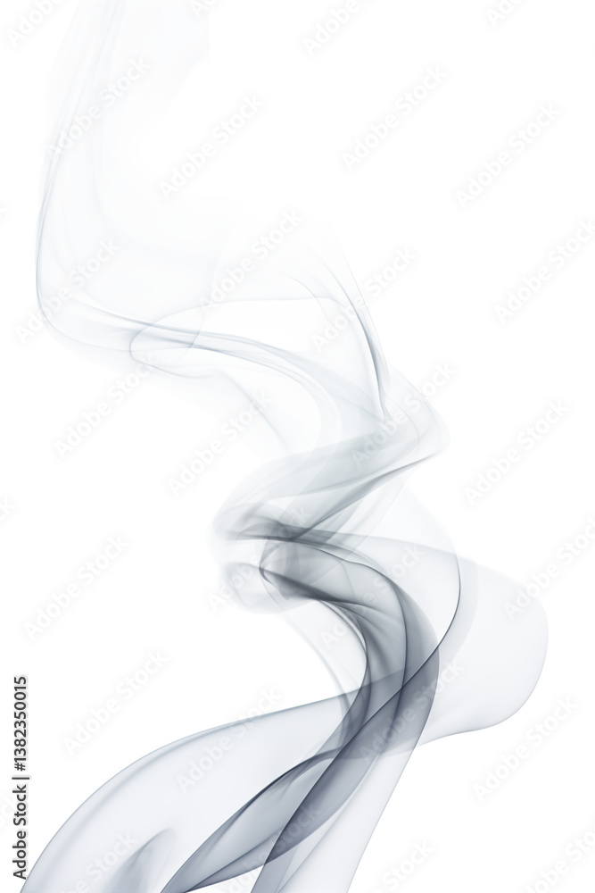 Poster abstract image of flowing white smoke against a with subtle gray undertones on transparent backgroun