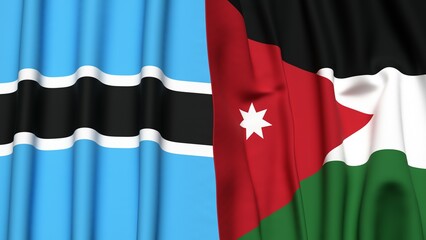 Flags of BOTSWANA and JORDAN with realistic cloth texture