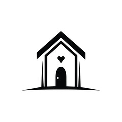 best home and heart logo illustration on white background 
