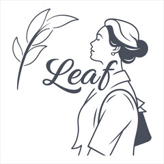 Nature-Inspired Elegant Woman LogoLeafy Botanical Line Art Logo