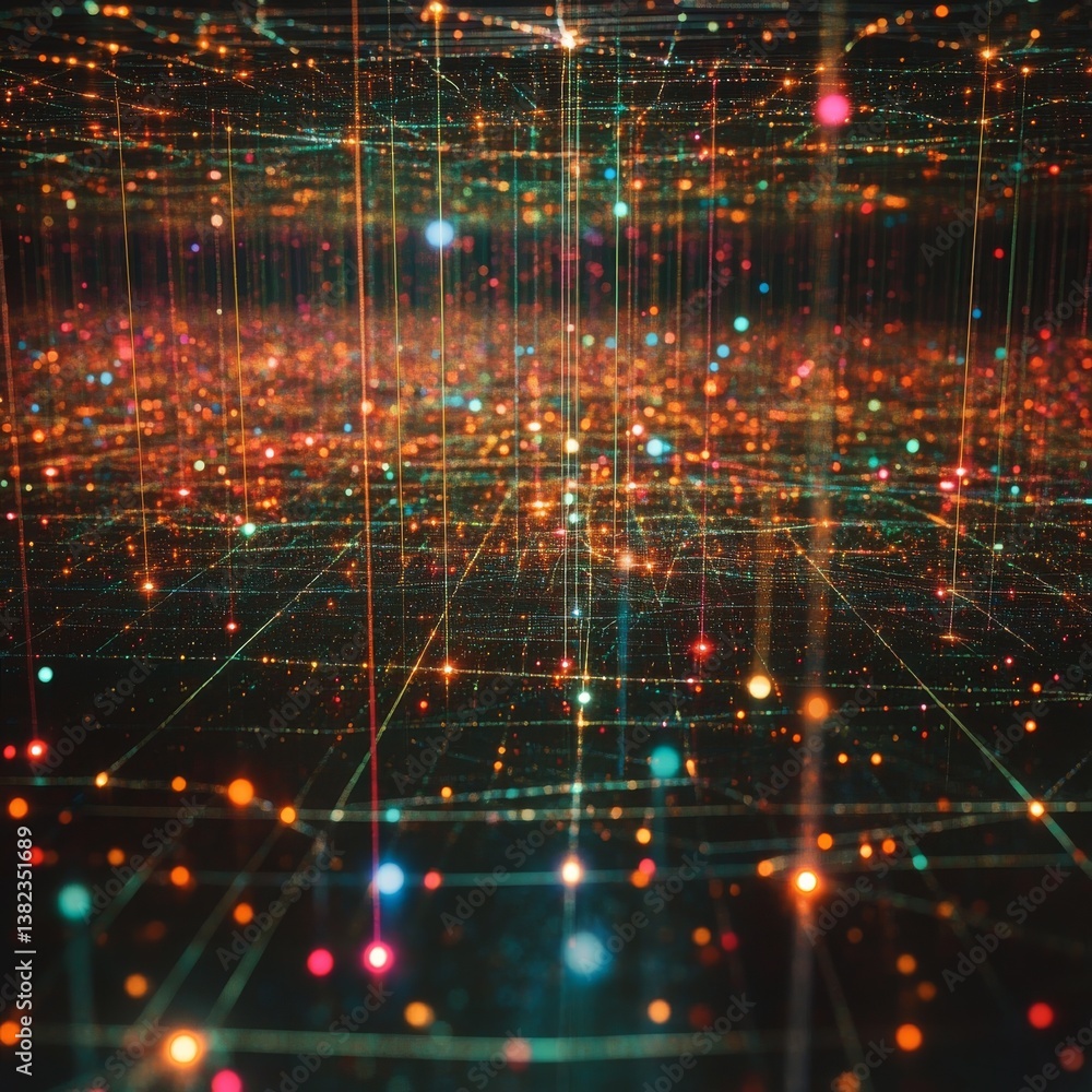 Poster Abstract Data Visualization: Glowing Network with Interconnected Points and Lines in a Digital Space