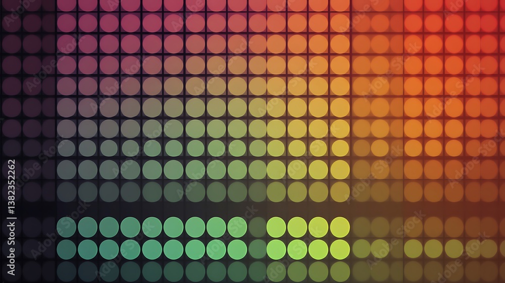 Poster abstract colorful grid pattern of illuminated circles