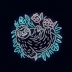 나무늘보, 네온사인 아트, jpeg (sloth, neon sign art, jpeg)